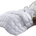 Luxurious 1200 Thread-Count Full/Queen Size Siberian Goose Down Comforter, White Solid, 100% Egyptian Cotton 750FP, 50Oz