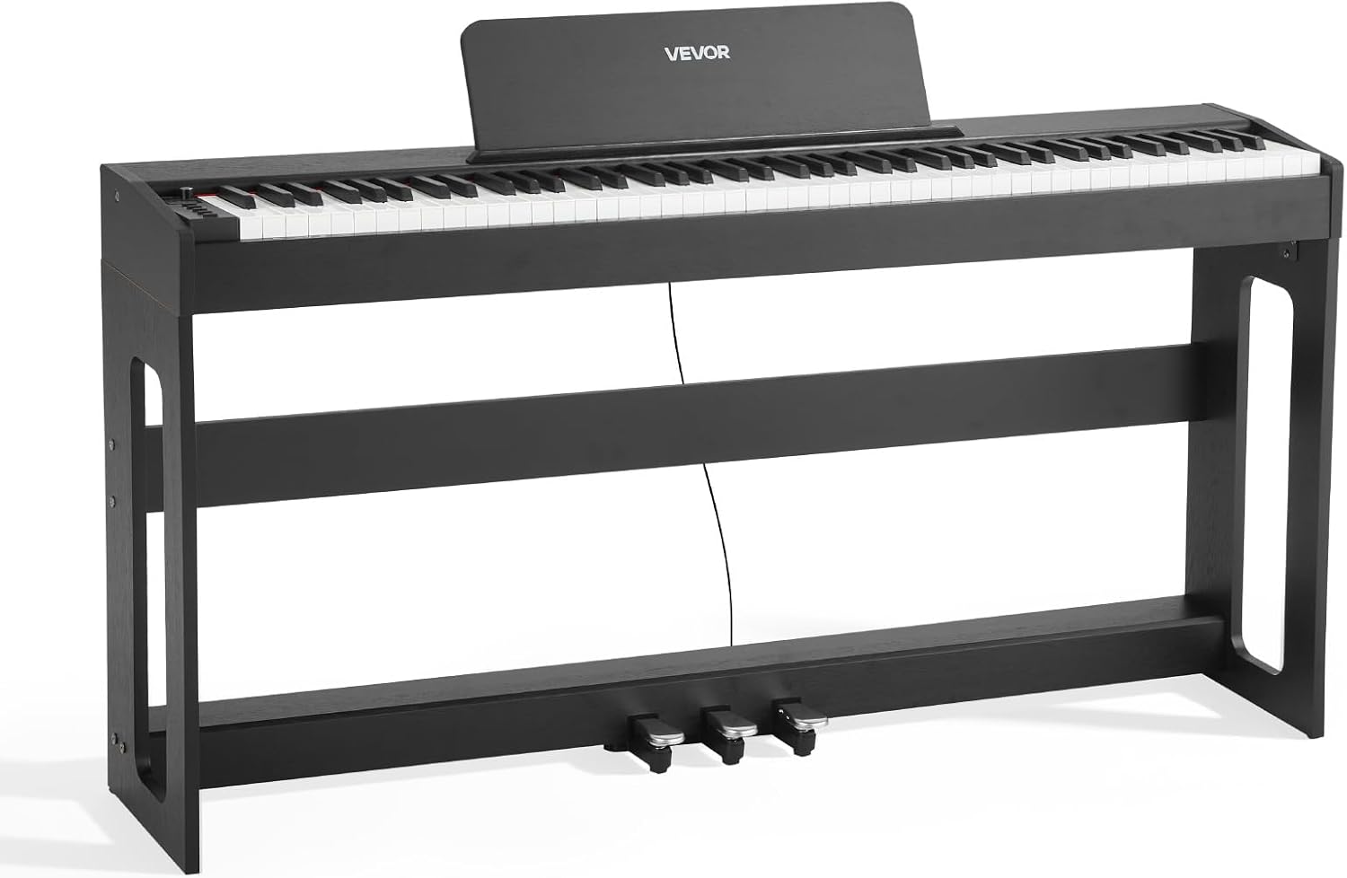 VEVOR Weighted Digital Piano, 88 Keys Fully Weighted, Electric Piano Keyboard with Furniture Stand, Power Adapter, Triple Pedal, Record Function, 280 Tones, Wireless Connection, for Beginners, Black