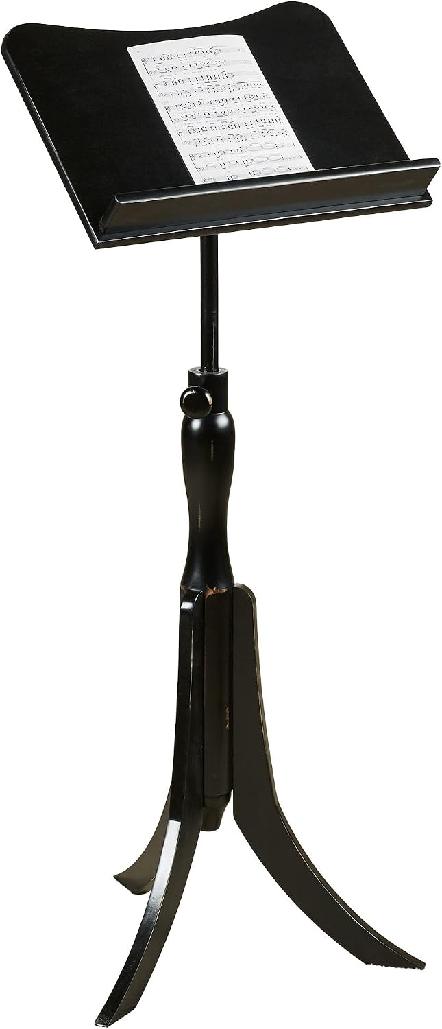 Touch of Class Parke Music Sheet Stand - Wooden - Black - Adjustable - Wood Station for Conductors - Library Lectern for Atlas, Dictionary - Auditorium, Meeting Room, Classroom for Speeches