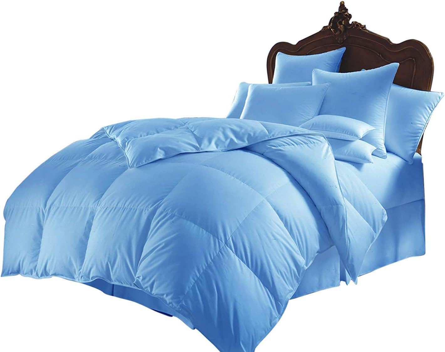 Queen Comforter Set Egyptian Cotton 1000 Series Light Blue 400 GSM Queen Size Comforter Set (Comforter + 2 Pillowcases) Comforter for Queen Size Bed