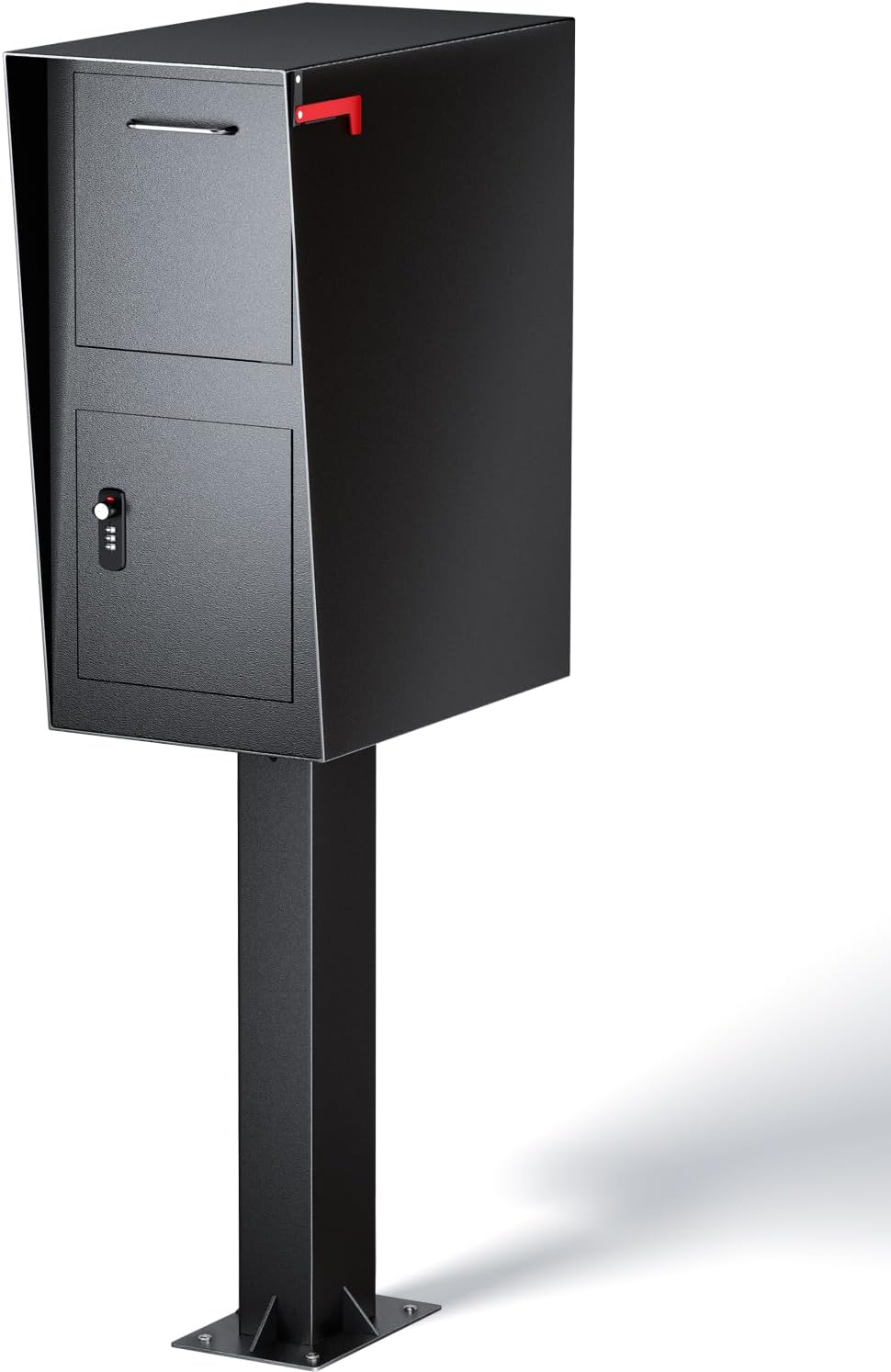 Locking Mailbox All-in-One Curbside Secure Box for Packages & Mail, Galvanized Steel Combination Lock & Key Anti-Theft Rainproof Extra Large Spacious Interior (Black, Small)