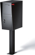 Locking Mailbox All-in-One Curbside Secure Box for Packages & Mail, Galvanized Steel Combination Lock & Key Anti-Theft Rainproof Extra Large Spacious Interior (Black, Small)