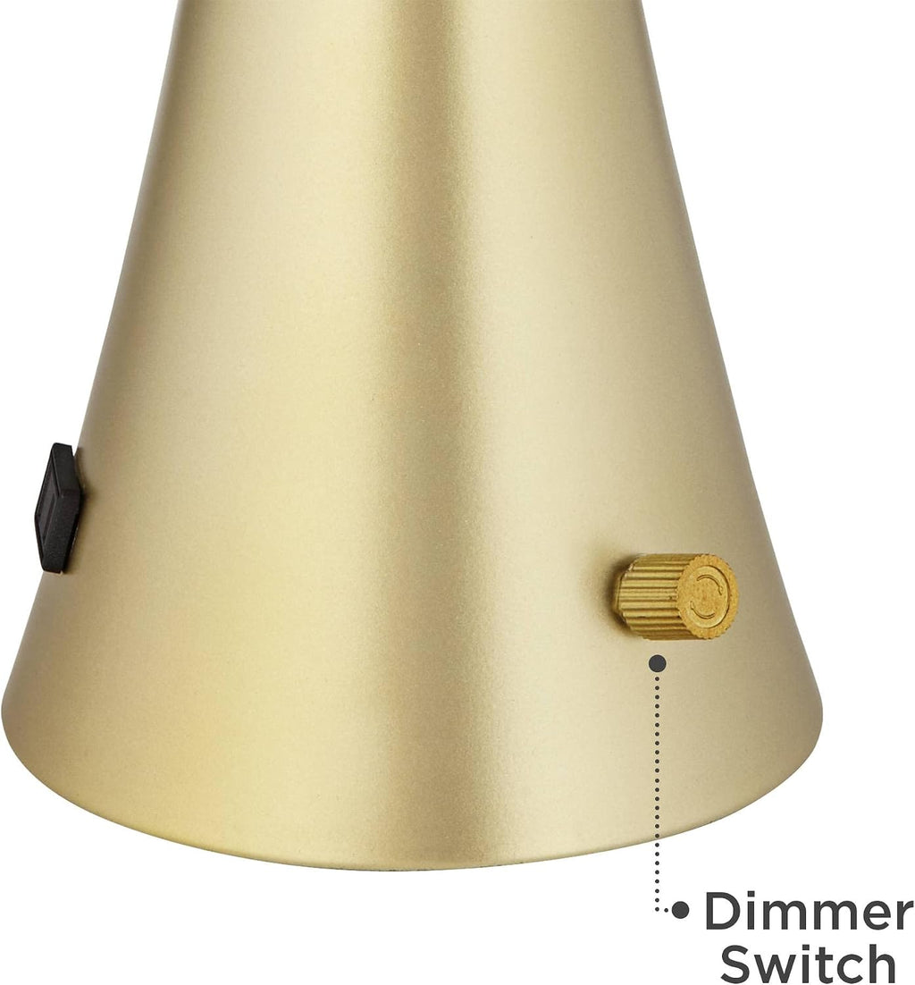 360 Lighting Karl 27 1/2' Tall Modern Set of 2 Table Lamps with USB Ports A+C Charging Full Range Dimmer Gold Metal Living Room Bedroom Bedside Nightstand House Office Home Reading White Shade