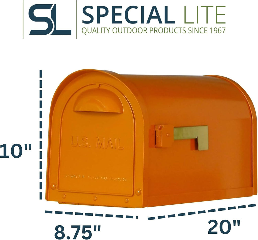 Special Lite Modern Dylan Curbside Mailbox - Orange Aluminum Mailbox for Post Mount - SCD-1008-ORG