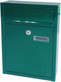 Post Box Modern Wall Mount Lockable Mailbox Outdoor Metal Key Large Capacity Commercial Rural Home Decorative Outdoor Mailbox-8x32x24cm, Green