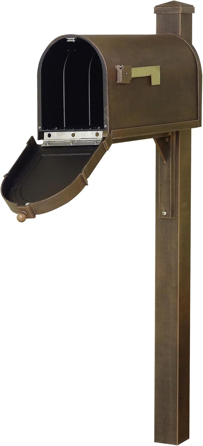 Special Lite Berkshire Curbside Mailbox with Wellington Post - Copper Aluminum Mailbox with Post - SCB1015_SPK720-CP