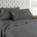 Breathable Luxury Bedding ! 800 Thread Count 100% Egyptian Cotton Queen Size 4 Piece Sheet Set Fit 15' Inch to 18' Inch Deep Pocket Stripe. Grey