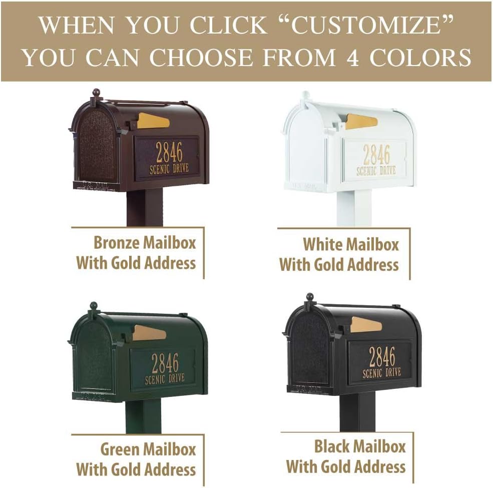 Whitehall™ Personalized Whitehall Premium Mailbox with Side Address Plaques & Post Package (4 Colors Available)