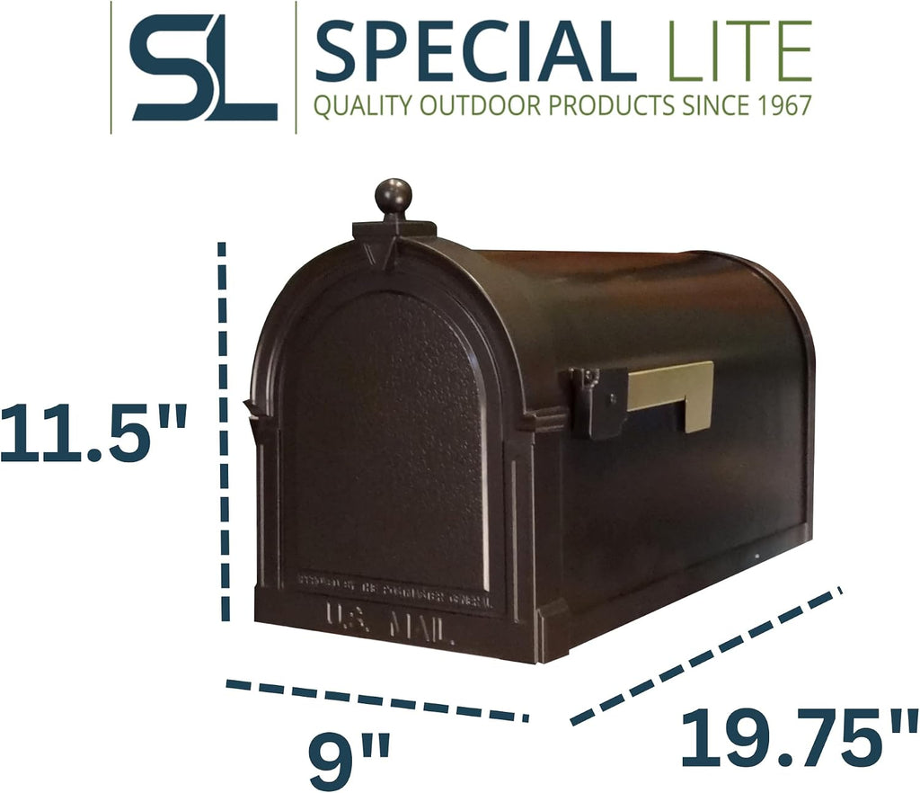 Special Lite Berkshire Curbside Mailbox - Oil Rubbed Bronze Aluminum Mailbox for Post Mount - SCB-1015-ORB