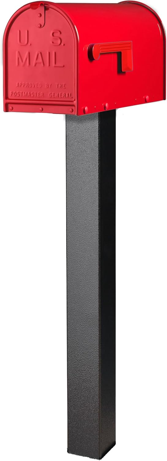 Janzer Post with Mailbox (Black Post with Red Mailbox)