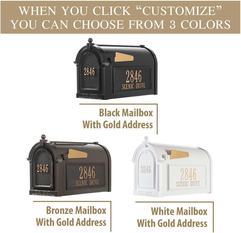 Whitehall™ Personalized Whitehall Capitol Mailbox with Door & Side Address Plaques Personalized Mailbox (3 Colors Available)
