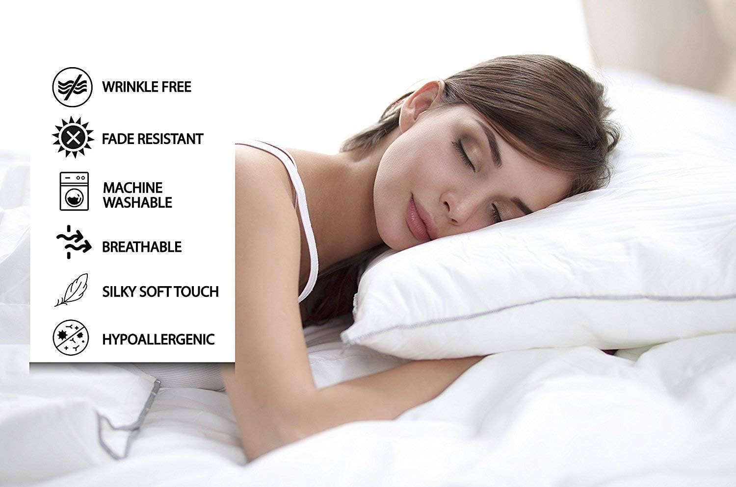 1800-TC Heavy Egyptian Cotton 6-PCs Sheet Set (1 Fitted, 1 Flat, 4 Pillowcase) Queen Size, White Color, Stripe Style (Features : Fully Elastic Fitted Sheet Fits 7-9' Pocket)