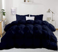Pinch Pleated Soft 400 GSM All Season Navy Blue 5 Piece Queen Size Comforter Set (Comforter + 4 Pillowcases) 600 Series Egyptian Cotton Comforter Bedding Set