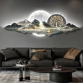 Plug-in Power Supply Wall Hanging Decor, Modern 3D Wall Art Decor with LED Light, Wall Sculptures Art for Bedroom, Living Room, Office(E,100x35cm/39.4x13.8in)