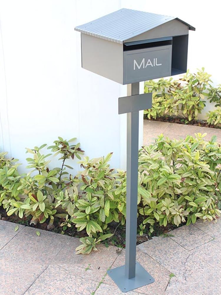 CUBANE Post Box, Wall Mounted Letterbox, Letter Boxletterbox Postbox Post Mounted Outdoor Metal Mailbox and Stand Modern Style Mailboxes Villa Garden Park Newspaper Letter Floor Box Mailbox