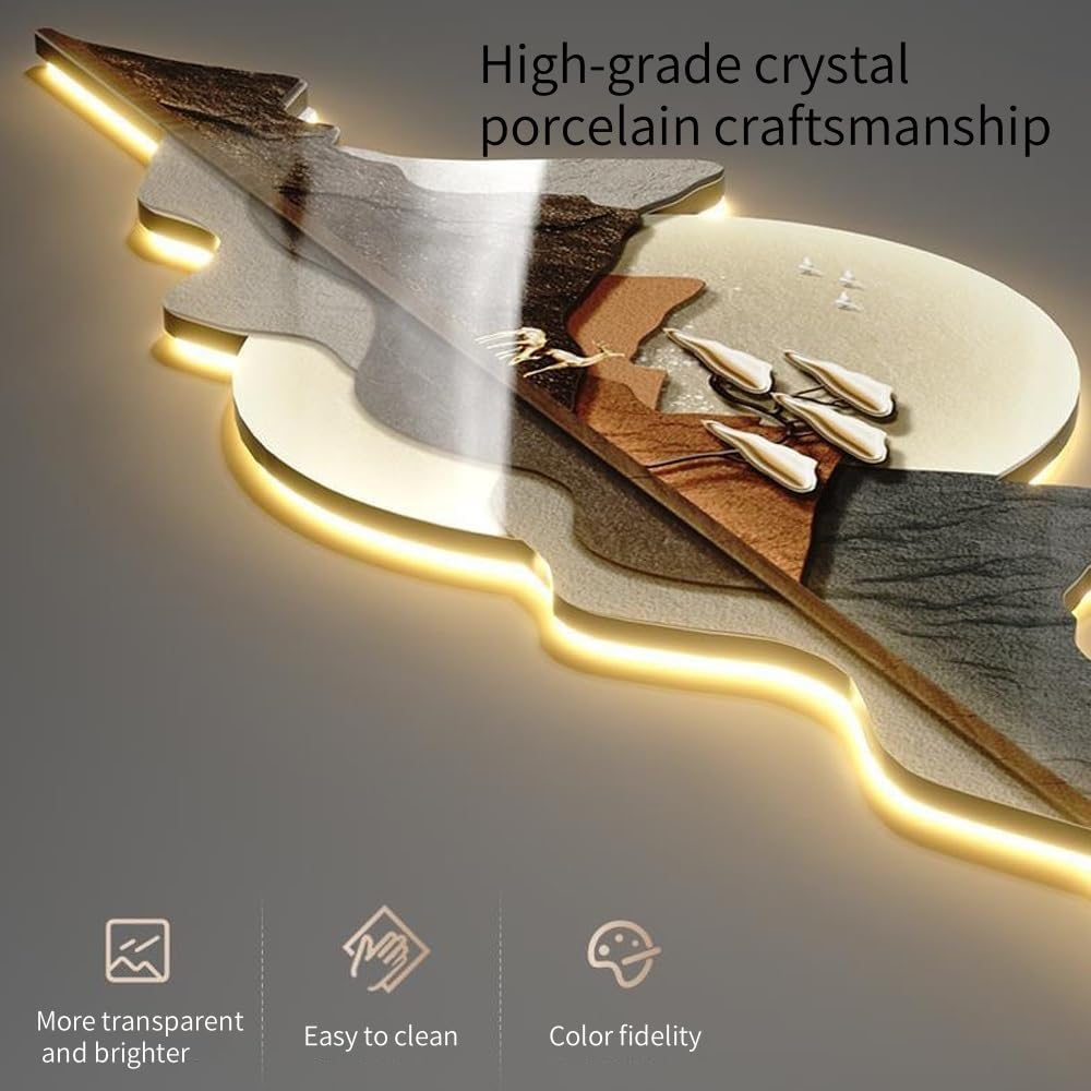 Plug-in Power Supply Wall Hanging Decor, Modern 3D Wall Art Decor with LED Light, Wall Sculptures Art for Bedroom, Living Room, Office(D,100x35cm/39.4x13.8in)