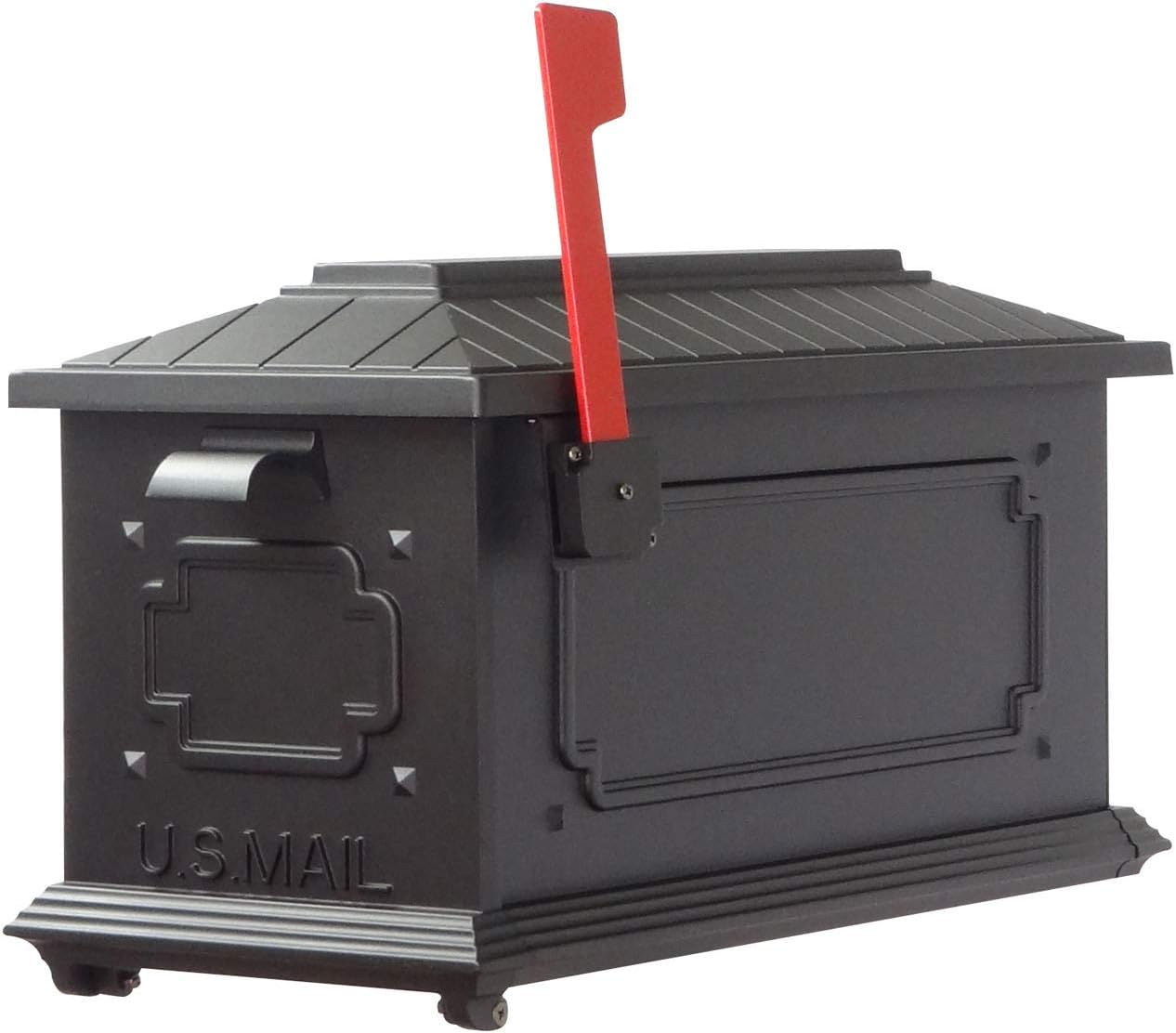 Special Lite Kingston Curbside Mailbox with Ashley Front Single Mailbox Mounting Bracket - TC-ASH-FS-1017-BLK