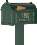 Whitehall Products Premium Capitol Mailbox Package with Personalized Side Plaques | Standard Post Fashion and Function with a Classic Design. While Enhancing The Curb Appeal of Your Home. Green