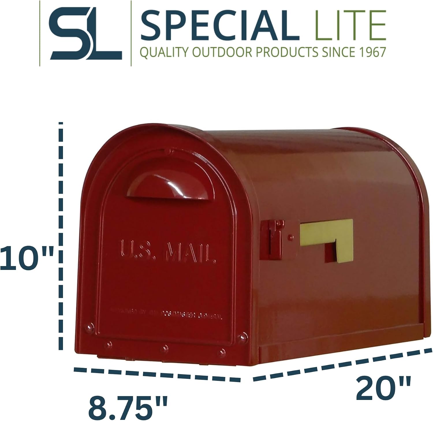 Special Lite Modern Dylan Curbside Mailbox - Wine Aluminum Mailbox for Post Mount - SCD-1008-WIN