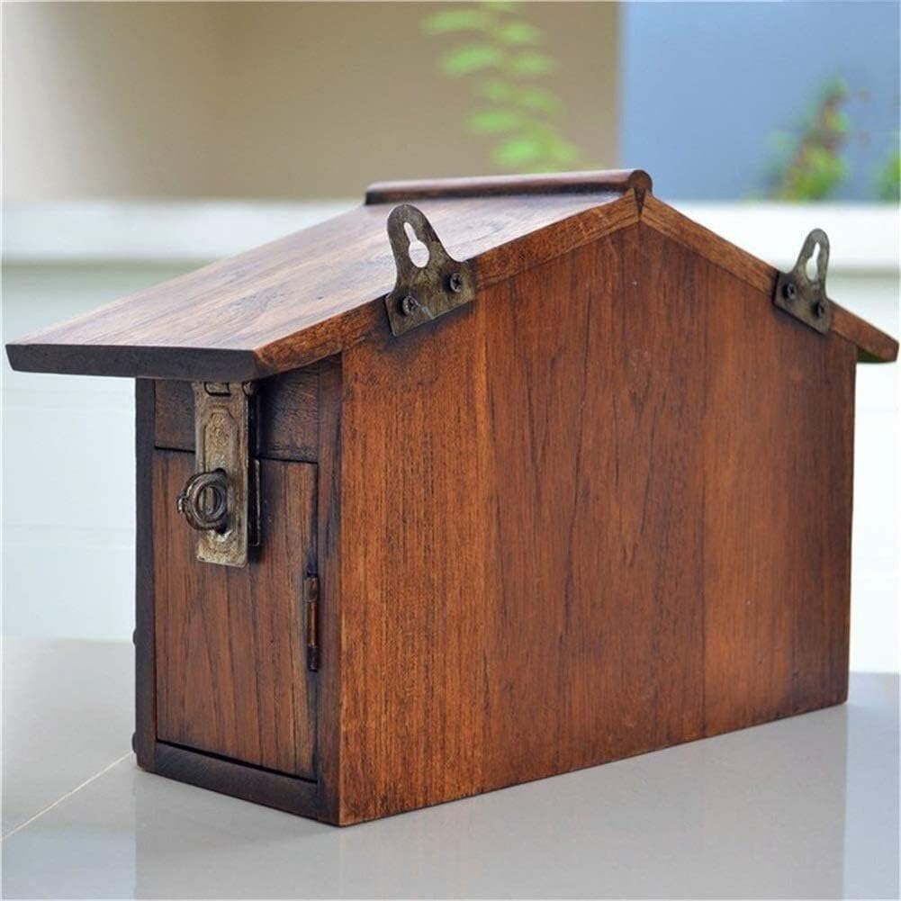 Letterboxes Wood,Vintage Decorative Wood Letter Box,Lockable Farmhouse Mail Box Hanging Wall Post Box