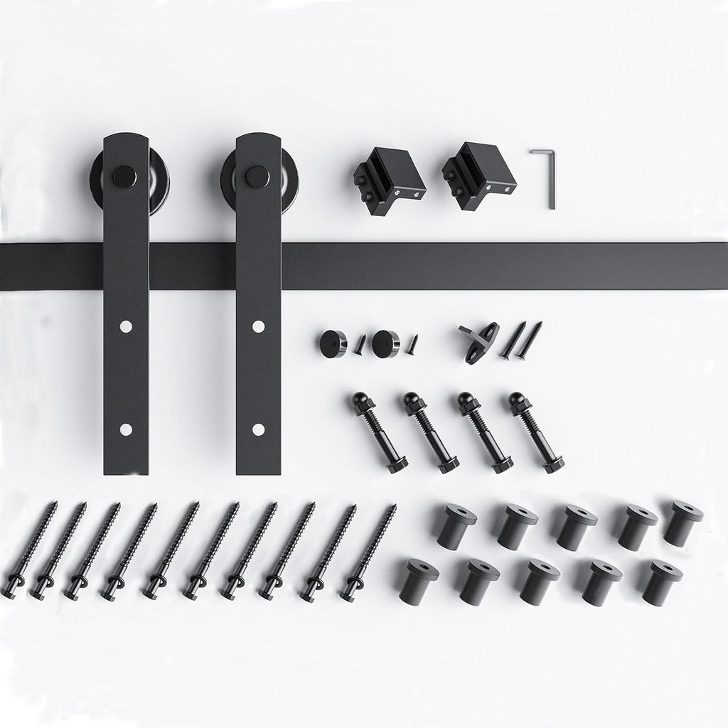 EaseLife 14 FT Sliding Barn Door Hardware Track Kit,Straight Pulley,Slide Smoothly Quietly,Easy Install (14FT Track Kit for 84' Wide Single Door)