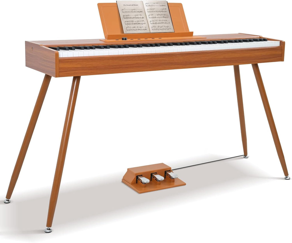 88 Key Full Weighted Electric Piano Keyboard with Stand-Professional Digital Piano, Full-Size Hammer-Action Keyboard for Beginners, with Sheet Music Stand, Pedal, USB-MIDI & Headphone Mode