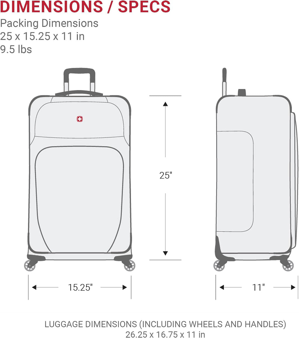 SWISSGEAR Sion Softside Expandable Spinner Luggage Durable Lightweight Travel Suitcase, Black, Checked-Medium