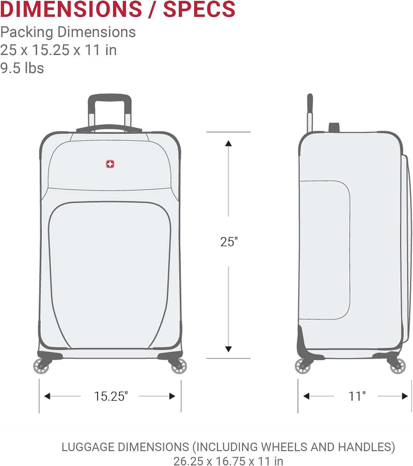 SWISSGEAR Sion Softside Expandable Spinner Luggage Durable Lightweight Travel Suitcase, Black, Checked-Medium