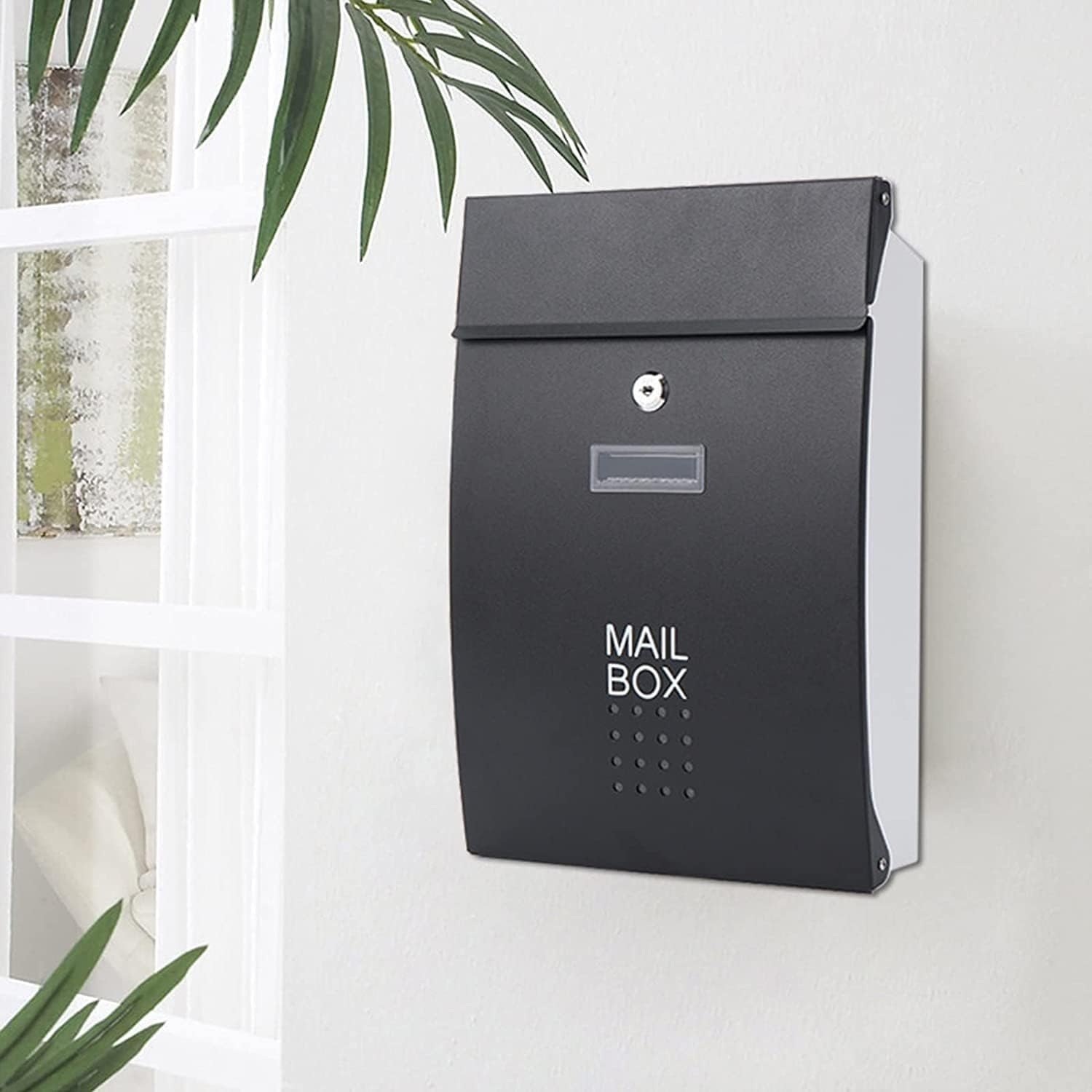 Generic Mailbox, Wall Mounted Modern Metal Mailboxes Outdoor Lockable Waterproof Post Box Community Household Rainproof Letter Box Retro Classic Secure Wall-Mount Newspaper Boxes(Black)
