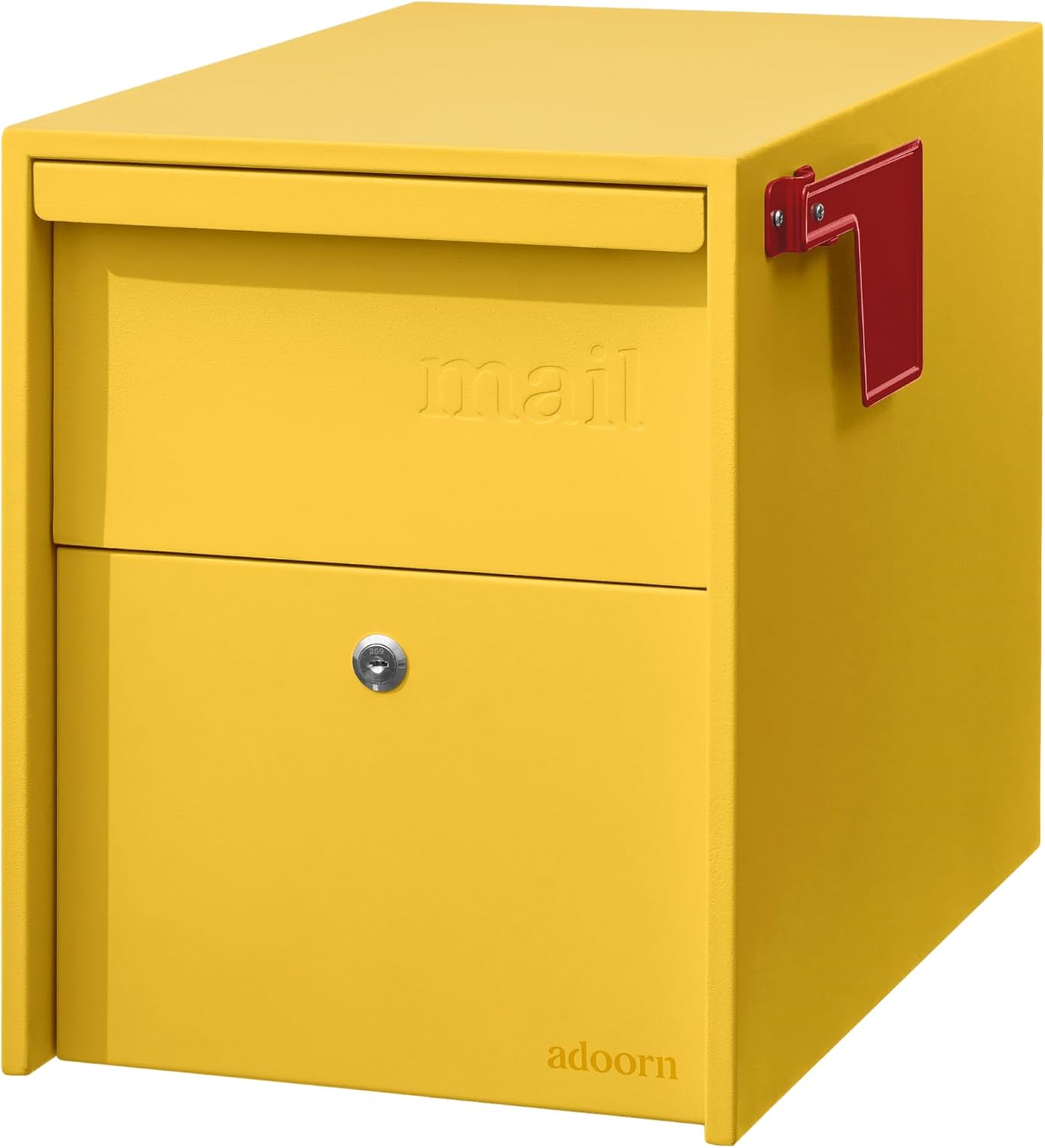 Adoorn Lockable Post Mount Mailboxes for Outside - Large Anti-Theft Locking Mailbox for Packages and Letters - Weatherproof Construction - Durable Steel - 15.5' H x 12' W x 18.5' D - Yellow