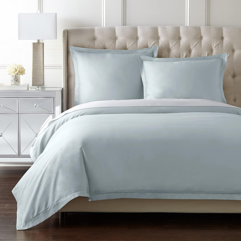 Pure Parima Yalda Duvet Cover Set – 100% Certified Egyptian Cotton, Double-Hem Stitch, Queen, Spa