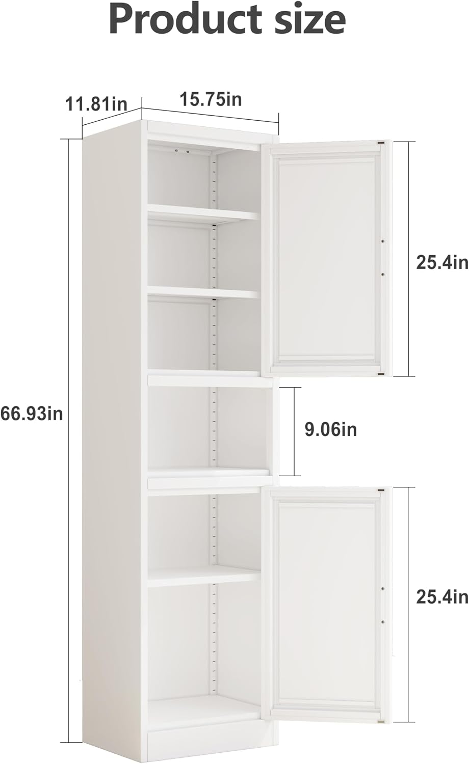 Metal Tall Narrow Kitchen Pantry Cabinet,Tall Bathroom Storage Cabinet,67' High Bathroom Organizers with Doors and Adjustable Shelves for Bathroom, Kitchen,Small Spaces