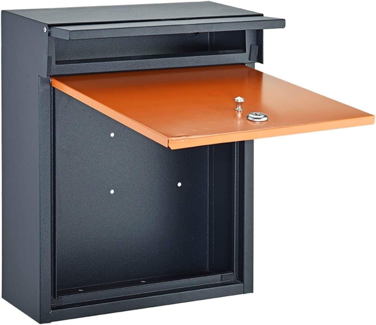 Suggestion Box Business Drop Boxes Donation Box Modern Large Mailbox for A4 Mail, Outside Wall Mount Locking Post Box, Metal Vertical Letter Drop Box for Home Residential Office Porch ( Color : Orange