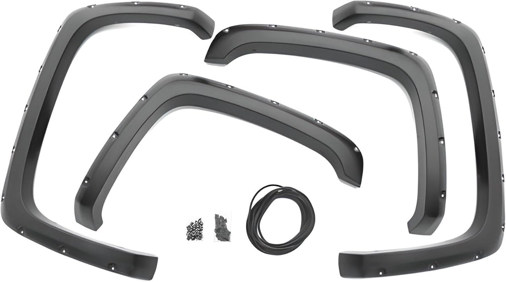 Bushwacker Forge Pocket/Rivet Style Front & Rear Fender Flares | 4-Piece Set, Black, Textured Finish | 28129-08 | Fits 2017-2022 Ford F-250. F-350, F-450 Super Duty