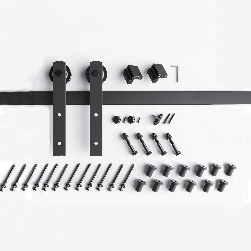 EaseLife 16 FT Sliding Barn Door Hardware Track Kit,Straight Pulley,Slide Smoothly Quietly,Easy Install (16FT Track Kit for 96' Wide Single Door)
