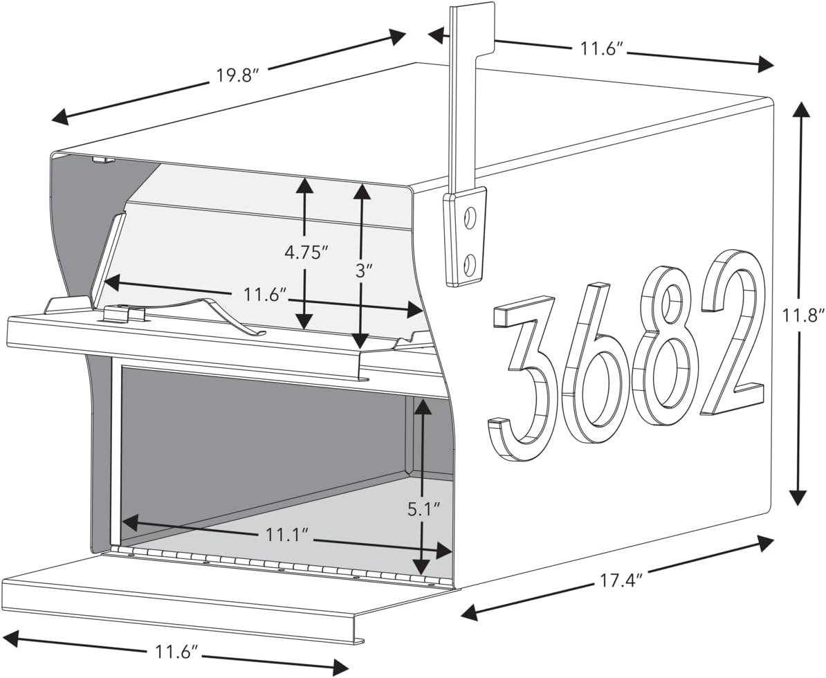 Whitehall Personalize MailVault Streetside Locking Mailbox Heavy Duty Steel Anti-Theft Mailbox for Outside, Modern Mailbox with Key Lock, Weather Resistant
