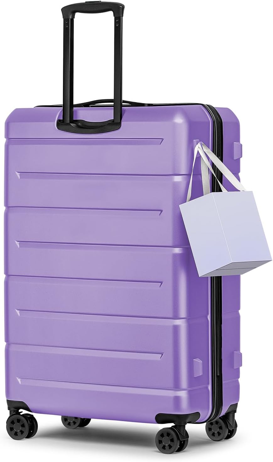 KYME Large Suitcases with Wheels Hardshell 28 Inch Luggage TSA Approved Big Checked Luggage Durable Travel Rolling Suitcase for Women Lt Purple