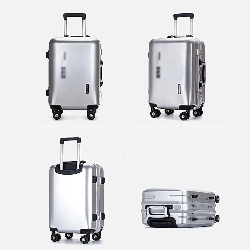 Luggage Travel Gear Aluminum Cabin Luggage Trolley Suitcase USB Charging Model Hardside Luggage(B,24in)