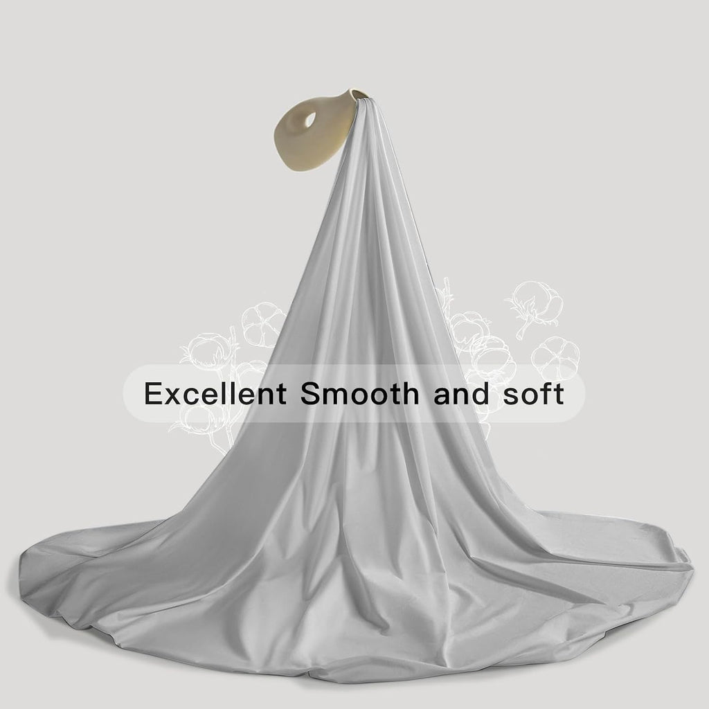 100% Egyptian Cotton 1200 Thread Count Sheets Set,Queen Size Bed Sheet 4 Piece Sets,16 inches Deep Pocket,All Season,Bedding Super Soft (Grey)