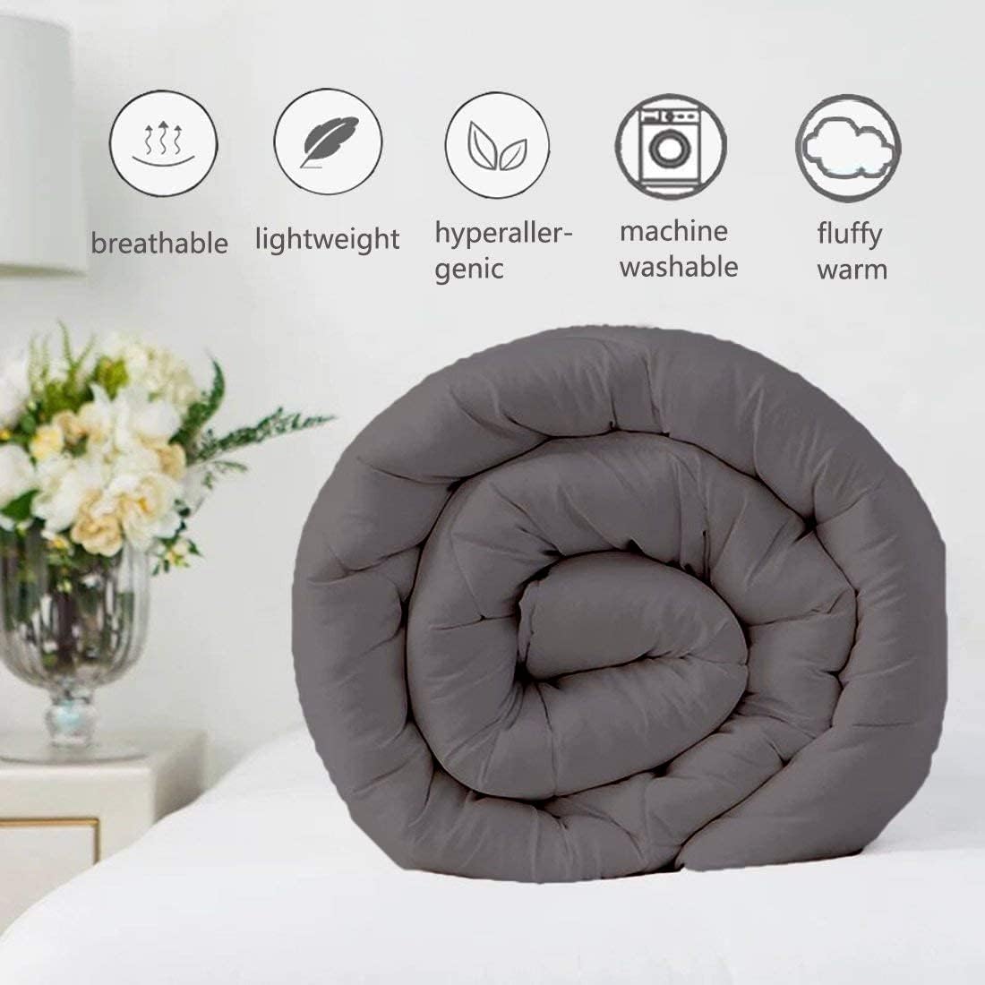 Crown Collection Down Alternative Pinch Pleated Comforter- 120x120 All-Season Duvet Insert, 500 GSM with Corner Tabs 100% Egyptian Cotton (King Size Plus (120x120) 1pc, Dark Gray)