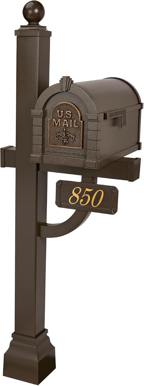 Gaines Keystone Series Mailbox - Bronze with Antique Bronze Fleur de Lis