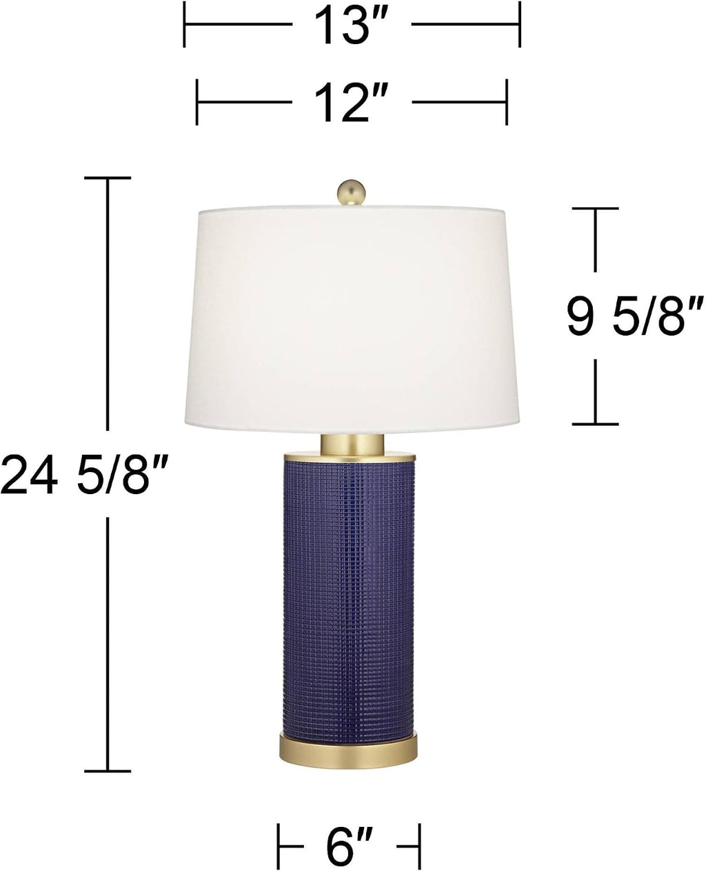 360 Lighting Gilson 24 1/2' High Modern Coastal Glam Table Lamps Set of 2 Gold Textured Blue Finish Ceramic Fabric White Shade Living Room Bedroom Bedside Nightstand House Office Home Reading