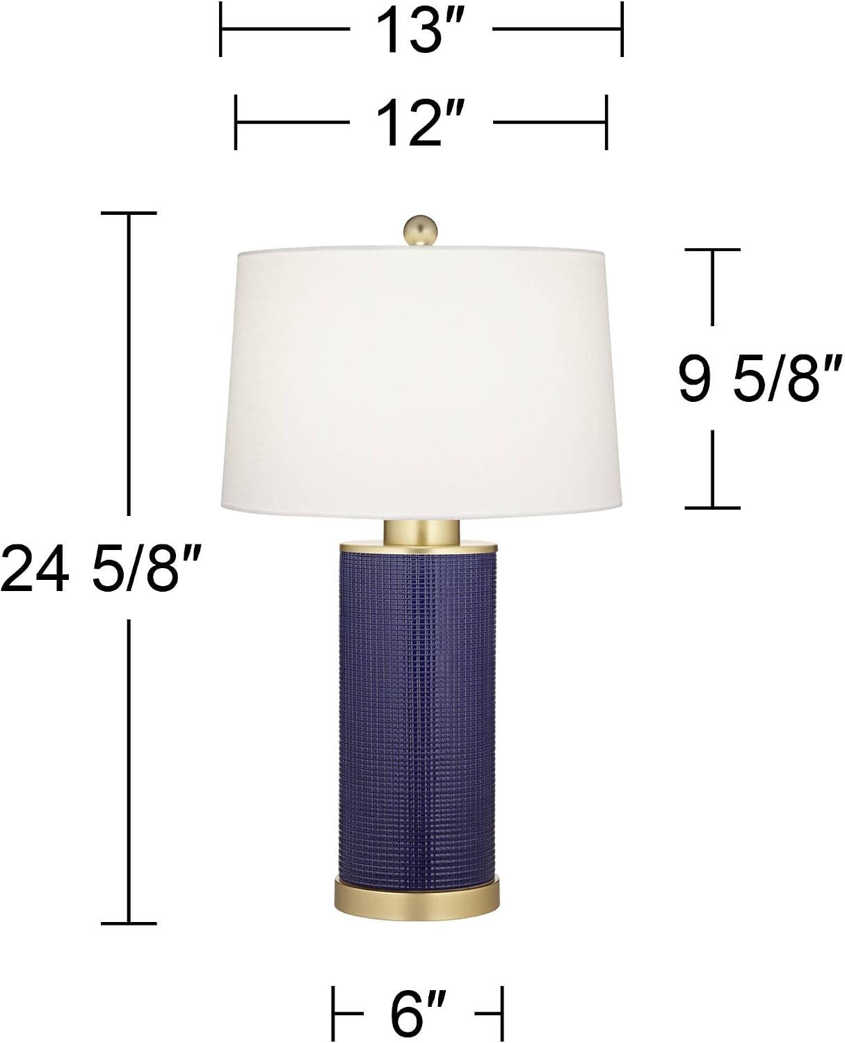 360 Lighting Gilson 24 1/2' High Modern Coastal Glam Table Lamps Set of 2 Gold Textured Blue Finish Ceramic Fabric White Shade Living Room Bedroom Bedside Nightstand House Office Home Reading