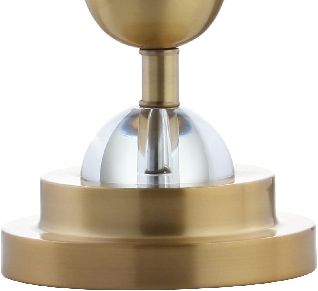 JONATHAN Y 27.5' Clear/Brass Gold Crystal LED Table Lamp Set of 2 for Bedroom, Modern Stacked Sphere Lamps for Living Room, White Linen Drum Shade, LED Bulbs Included JYL2049A-SET2