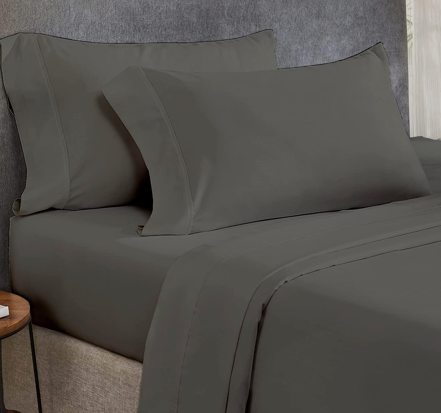 100% Cotton Sheets, Softest 4-Pc Queen Sheet Set, Cooling Sheets for Queen Size Bed, Deep Pockets, 600 Thread Count Sateen, Bedding Sheets & Pillowcases, Queen Sheets up to 16 inch Deep