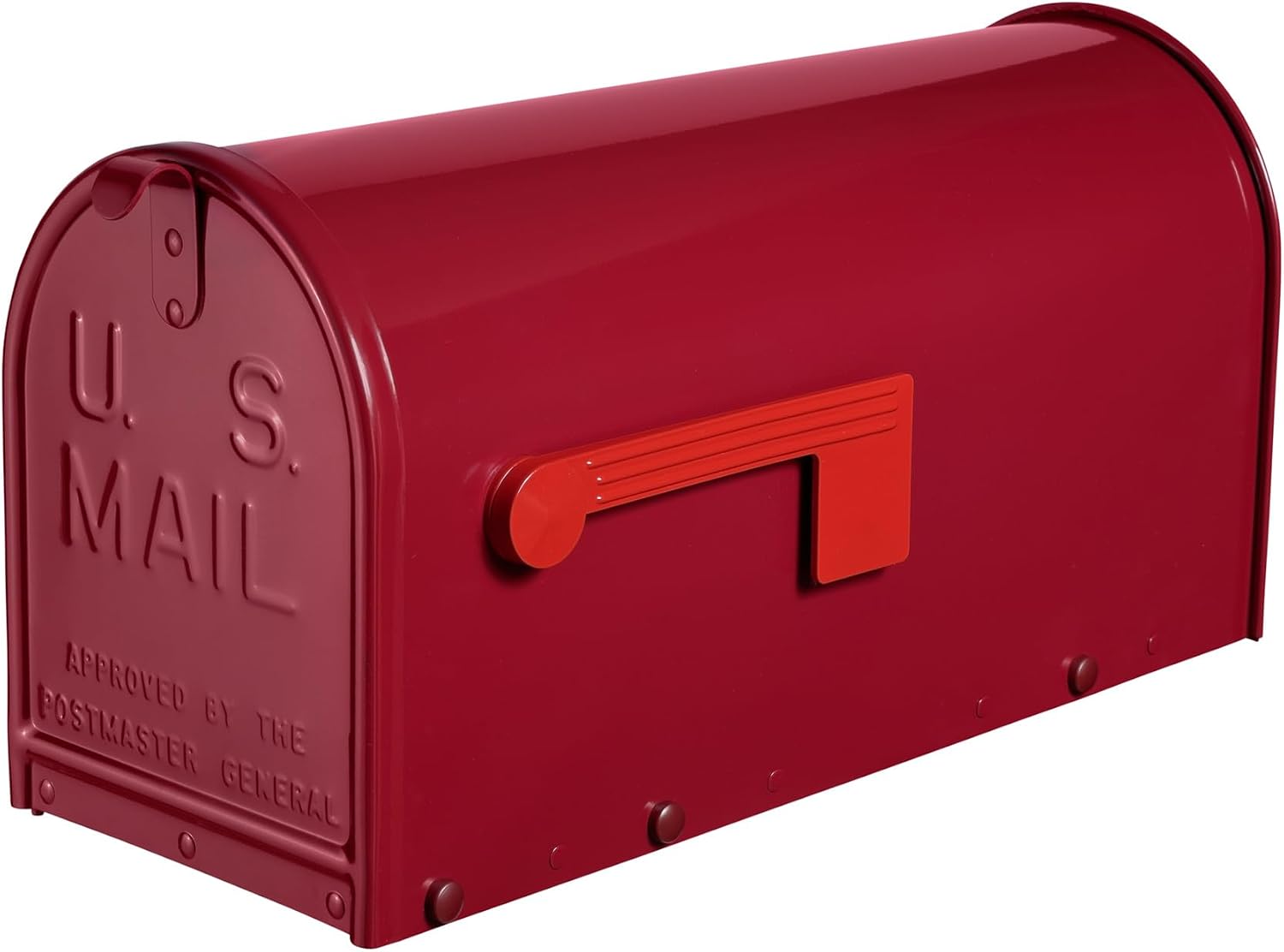 Janzer Post with Mailbox (White Post with Burgundy Mailbox)