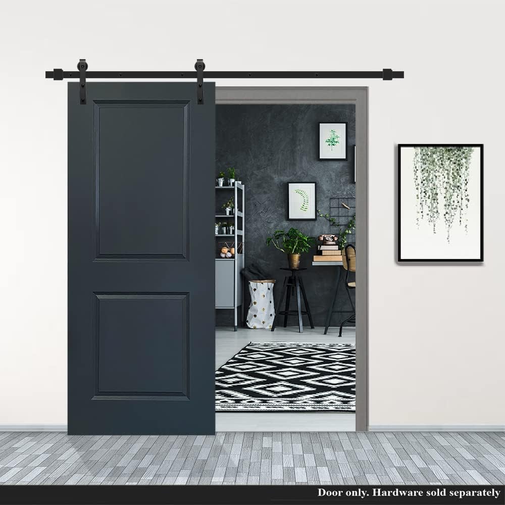 36 in. x 80 in. Charcoal Gray Painted Finished Composite MDF 2 Panel Interior Barn Door Slab