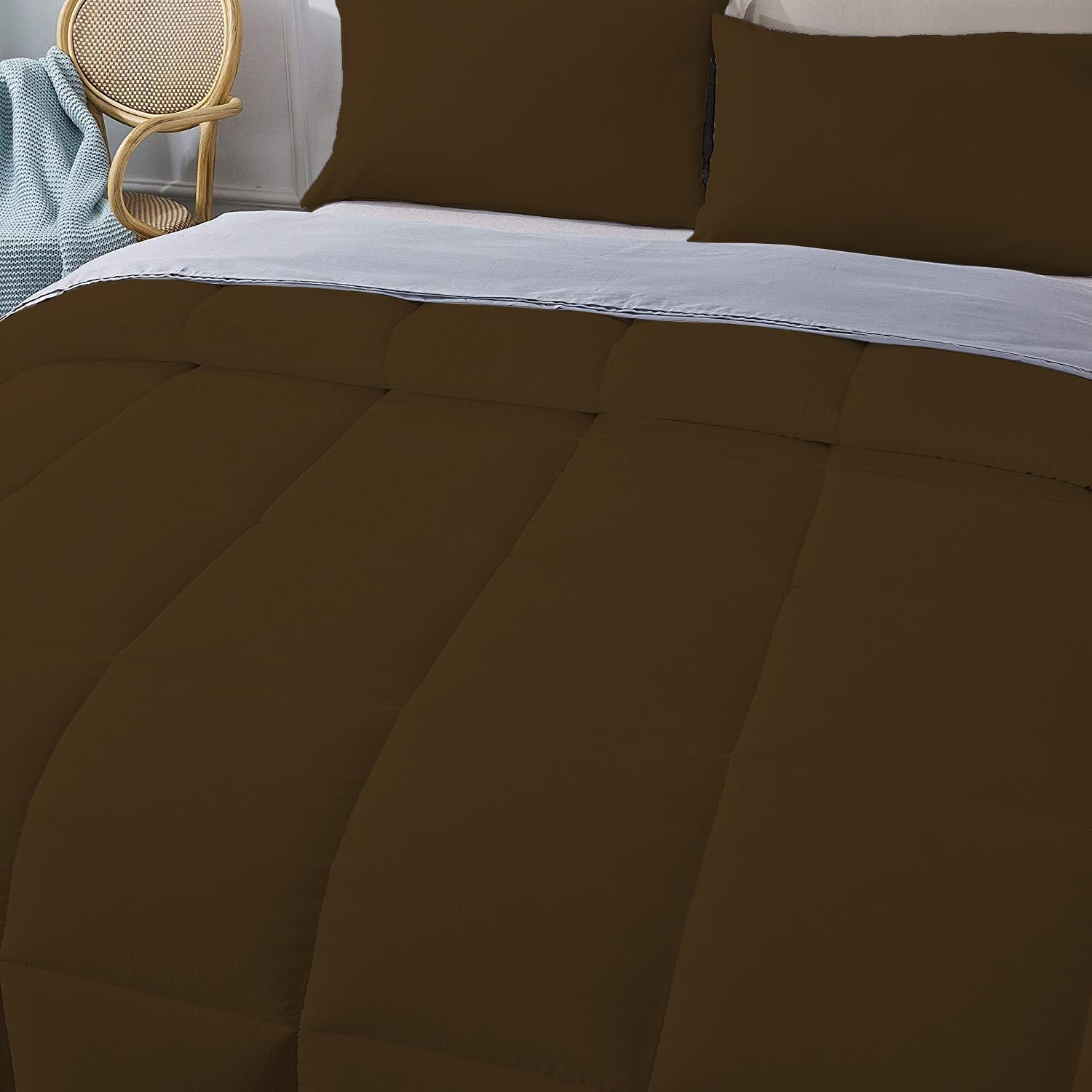 Olivia Rocco 1 Piece 1000 Thread Count Comforter Full XL/Queen Size (88' x 92') Inch 100% Egyptian Cotton Comforter 400 GSM Soft Quality - Chocolate Solid