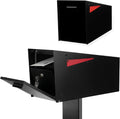 Ilyapa Locking Mailbox with Lock and Key Modern Mailboxes for Outside Post Mount - Black Powder Coated Steel, All Weather & Corrosion Resistant, Stainless Steel, Angled