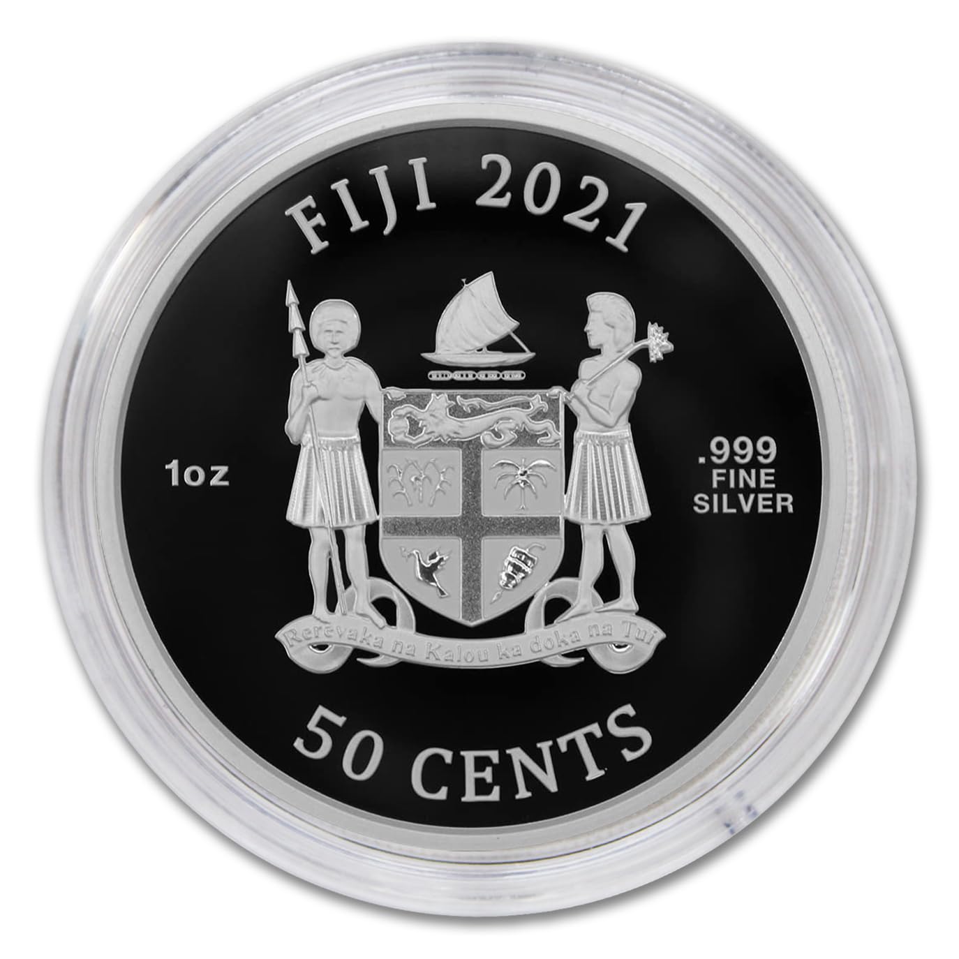 2021 1 oz Silver Fiji Street Fighter II 30th Anniversary Vega Coloured Brilliant Uncirculated (in Capsule) with a Certificate of Authenticity 50c BU